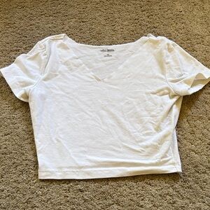 Wild Fable White V-Neck Crop Top